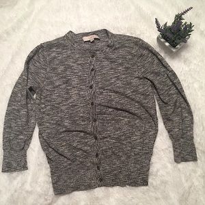 LOFT lightweight button up dart gray cardigan sweater